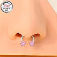 Anneaux de nez en acier chirurgical 316L Freya pour femmes, motifs fleurs, pour septum, lèvre, sourcil, hélix, daith, bijoux de piercing d'oreille