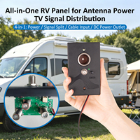 Plaque murale d'alimentation pour antenne TV 12V RV avec répartiteur de signal et prise 12V CC pour accessoires de camping-car, caravane et fourgonnette