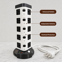 Multiprise intelligente verticale multi-prises multifonction avec port de charge USB, type tour, pour appareils électroménagers