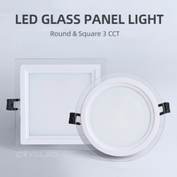 COYOLED Panel de luz de vidrio brillante Panel de luz LED Cuadrados Panel de luz LED de vidrio redondo para el hogar interior