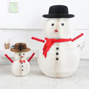 Customizable Christmas Snowman Honeycomb Paper Window Decorations For Office Parties/Retail Displays OEM Supplies Wholesale