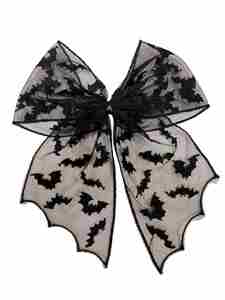 High Quality Gothic Embroidery Mesh Bow Hair Clip for Halloween DIY Costume Accessory - Product Image 2