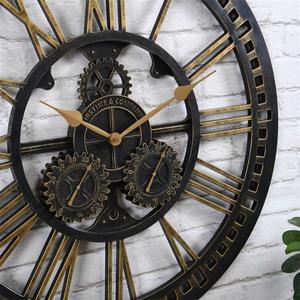 นาฬิกาติดผนังสไตล์อุตสาหกรรมโอเรียนเต็ลขนาดใหญ่,นาฬิกาแขวนผนังไม้เกียร์หมุนสำหรับบ้านคาเฟ่บาร์คลับ - Product Image 3
