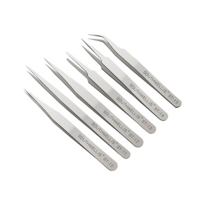 Pinces en acier inoxydable série ST en gros, pointes fines et courbées, pour le nettoyage des nids d'oiseaux, le nail art et les strass - Product Image 1