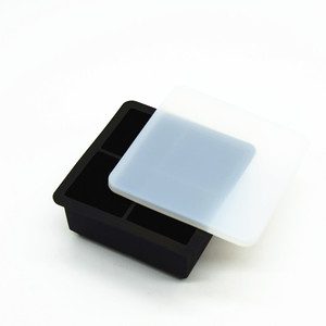 BHD flessibile in Silicone 4 Grid quadrato cubetto di ghiaccio stampo con coperchio rimovibile facile rilascio fare grandi cubetti di ghiaccio per whisky - Product Image 2