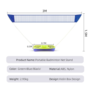 Ensemble <span class=keywords><strong>de</strong></span> filet <span class=keywords><strong>de</strong></span> <span class=keywords><strong>badminton</strong></span> pliable, léger et portable, facile à installer, poteaux <span class=keywords><strong>de</strong></span> support JUNYE BSJY001, matériau durable PP+PS, 3m - Product Image 3