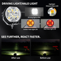 Projecteurs LED tout-terrain IP67 RGB jaunes puissants pour toit, 5, 6, 7, 9 pouces, à montage encastré, pour conduite hors route