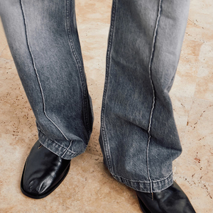 Jeans en denim <span class=keywords><strong>gris</strong></span> bicolore à coutures avant pour hommes – <span class=keywords><strong>Coupe</strong></span> <span class=keywords><strong>droite</strong></span> – Qualité supérieure – Vente en gros - Product Image 5
