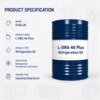 Huile de compresseur frigorifique KUNLUN L-DRA 46 Plus ISO VG 46 170 kg pour systèmes de refroidissement à l'ammoniac R717 et R12