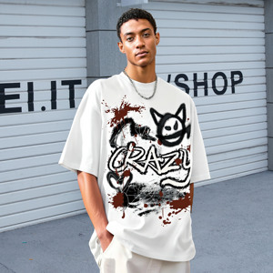 Áo thun nam chất lượng cao, kiểu dáng rộng, chất liệu cotton dày, thiết kế tay áo trễ vai, 240g - 280g, phong cách streetwear cá tính. - Product Image 2