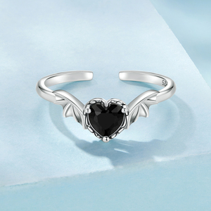 Pavé de Plata de Ley 925 con ajuste CZ, accesorio de moda de plata oxidada, joyería, alas de SCR1105-E, anillo de dedo medio - Product Image 3