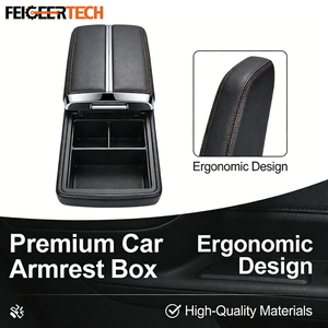 Feigeer Tech – Boîte de rangement personnalisée pour <span class=keywords><strong>accoudoir</strong></span> arrière, installation facile <span class=keywords><strong>sans</strong></span> perçage, avec porte-gobelet et support téléphone, pour la plupart des MPVs professionnels - Product Image 5