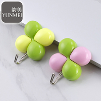 Crochet adhésif Fleur de Trèfle Couleur Macaron Sans Perçage Support Mural pour Cuisine Salle de Bain Salon