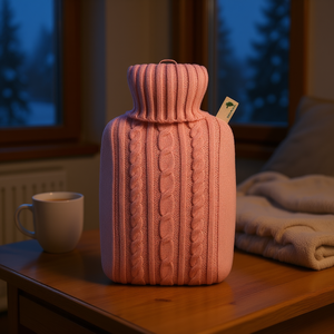 Bolsa de Agua Caliente Hugo Frosch 1.8l con Funda Tejida Rosa Pastel - Product Image 3