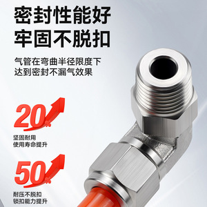 Raccord rapide Sayu Pl8-02 en acier inoxydable 304, filetage mâle, coudé à 90°, pneumatique, pour tuyau d'air - Product Image 4