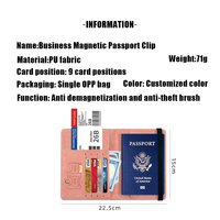 Portefeuille de passeport personnalisé avec logo, en cuir PU, plusieurs emplacements pour cartes, sangle élastique, organiseur de documents de voyage, porte-passeport pour cadeau d'affaires