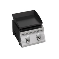 Plancha de barbecue portable en acier inoxydable 304 à 2 brûleurs, avec chariot pliable, vente en gros