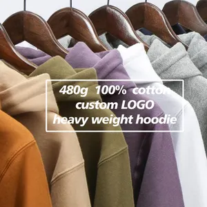 Custom Heavy Weight 350 400 480 Gsm Plain Sweatshirts Thick Blank Oversize Cotton Button Men Hoodies