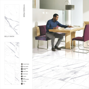 กระเบื้องพอร์ซเลนสีเบจไอวอรี่ Brecia ขนาด 600x1200 มม. พื้นผิวลายหินอ่อนหรูหราสำหรับตกแต่งภายในบ้านพักอาศัยระดับพรีเมียม - Product Image 4