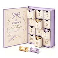 Boîte cadeau calendrier de l'avent personnalisée de 12 jours, boîte en papier rigide de luxe avec tiroirs coulissants pour chocolats, bonbons, emballage cadeau compte à rebours