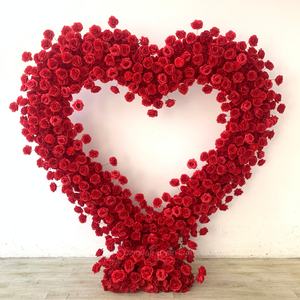 Heart Flower lengkungan bunga buatan pernikahan, bunga buatan bentuk hati lengkungan bunga latar belakang untuk dekorasi acara - Product Image 1