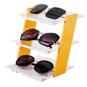 Vente en gros acrylique 3/4 couches de lunettes de soleil présentoirs rayban présentoir sur pied support de lunettes présentoirs de lunettes