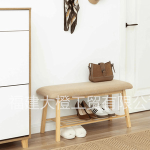 Fjdc Custom Wide Bamboo Shoe Changing Stool With <b>Storage</b> Soft Padded <b>Cushion</b> Multifunctional Entryway Bench For Home Use - Product Image 4