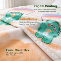 Nouvelle couverture en flanelle portable pour enfants avec motif de dinosaure de dessin animé, grande taille, antistatique, pour adultes, OEM et ODM disponibles