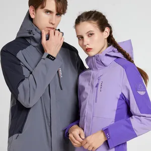 Men Outdoor Windproof Waterproof Coat Polyester Fleece Plush Solid Splicing Unisex Casual Soft Shell Storm Jacket