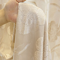 Voilage Jacquard Floral Pivoine Crème à Œillets, Rideau en Voile Polyester pour Chambre, Salon, Balcon