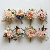 Bracelets de fleurs artificielles réalistes pour mariée et demoiselle d'honneur, corsages de poignet pour mariage et bal de promo, fleurs de mariage artificielles