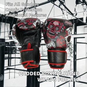 Gants de boxe imprimés à doigts complets pour l'entraînement aux arts martiaux, avec support de poignet auto-agrippant pour la gym et le combat - Product Image 6