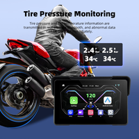 GPS sans fil 7 pouces pour moto avec CarPlay et Android Auto, navigation, double caméra embarquée 1080P, TPMS, télécommande, support magnétique BT