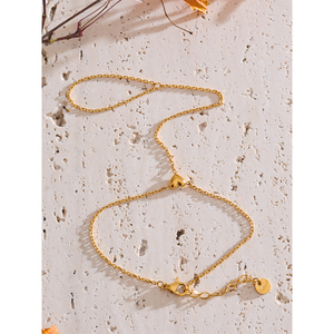 JINYOU 1773新品18KゴールドPVDメッキステンレススチール流行ジュエリースタイリッシュでユニークな手首指ハートチェーンブレスレット - Product Image 2