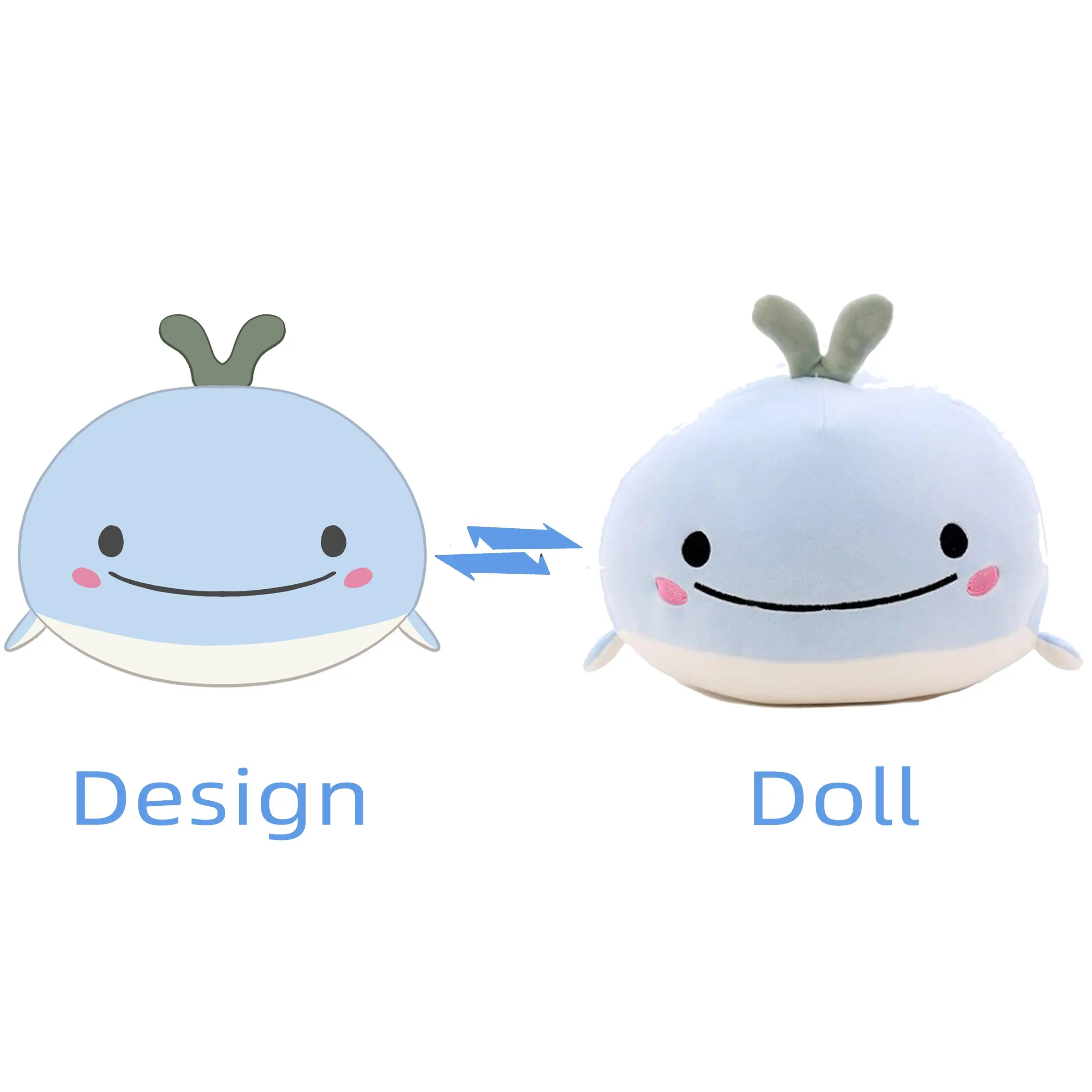 Adorabile peluche personalizzato peluche balena su misura peluche animale giocattolo personalizzabile animale grafica personalizzazione mascotte