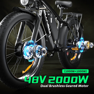 Bicicleta eléctrica de 26 pulgadas, 48V, 22,4AH para hombre, bicicleta de montaña eléctrica de tierra de 2000W, todoterreno, neumático grueso, bicicleta eléctrica de doble <span class=keywords><strong>motor</strong></span> - Product Image 3