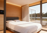 Maison préfabriquée modulaire en bois multifonctionnelle, studio/maison d'hôtes de jardin, intérieur moderne |   Salon