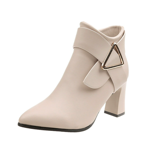 Botines de tacón alto para mujer, versión coreana, estilo nuevo de otoño/invierno, con cremallera y punta. - Product Image 2