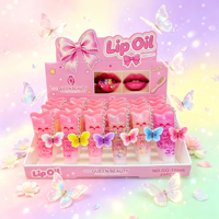 Lot de 24 brillants à lèvres liquides longue tenue Love Queen Beauty, 6 couleurs, hydratants, brillants, huile à lèvres, avec porte-clés charmant