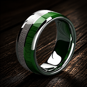 Anillo de Eternidad Moderno de Acero Inoxidable con Incrustaciones de Meteorito y Malaquita, Ajuste Cómodo, para Hombre y <span class=keywords><strong>Mujer</strong></span>, para Boda o Compromiso, Venta al Por Mayor JLM - Product Image 6