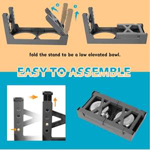 Cuenco doble elevado ajustable para mascotas, soporte para el <span class=keywords><strong>cuello</strong></span>, cuenco antivuelco de acero inoxidable para perros - Product Image 6