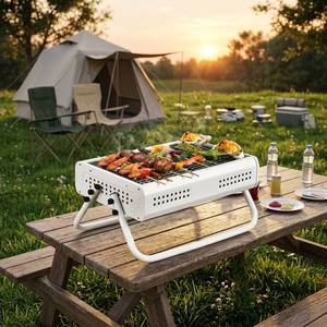 Parrilla de Carbón para Asados, Rectangular, Ventilada, Portátil, para Acampar, Hacer Picnic, Pescar, Jardín, Familia, Asados al Aire Libre - Product Image 2