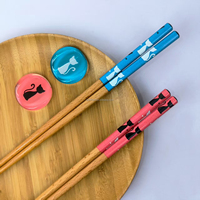 Ensemble de baguettes en bois écologiques motif Dragon des champs d'or, 23 cm, lot de 2 paires, élégante boîte cadeau en papier, certifié LFGB, pour entreprises
