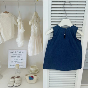 Child Star Circle Girls Denim Vest Dress Sleeveless Breathable Summer Princess Dress - Product Image 2