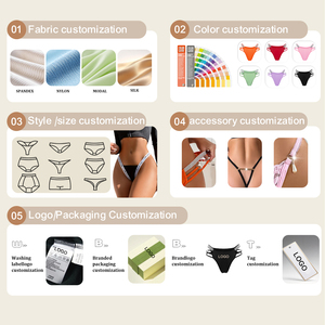 Nouvel Arrivage String Femme Noir à Imprimé Lettres et Logo Personnalisé, Dos en T, pour Usage Quotidien - Product Image 5