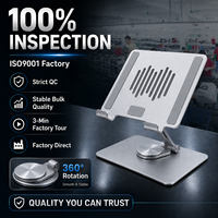 Support de tablette en aluminium pliable et rotatif à 360 degrés, réglable en hauteur, pour bureau, avec refroidissement et logo personnalisé, vente en gros OEM