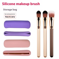 Porte-brosse de maquillage de voyage en silicone Petite pochette cosmétique magnétique Organisateur Fermeture magnétique Trousse de toilette pratique Trousse de maquillage