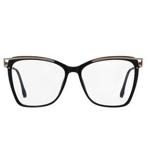 Monture de lunettes en métal TR90 87063, rectangulaire, anti-lumière bleue, monture complète unisexe, verres plats avec charnière élastique - Product Image 3