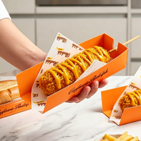 Boîtes rigides écologiques recyclables avec logo personnalisé, gaufrage, matériaux recyclés, plateau alimentaire coréen pour hot-dogs, boîte individuelle pour corndogs