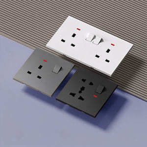 Interruptor de luz venta mayorista barato 86 tipo PC de plástico dorado ultrafino 13A botón eléctrico interruptor de pared enchufe 4 salidas 2 - Product Image 5